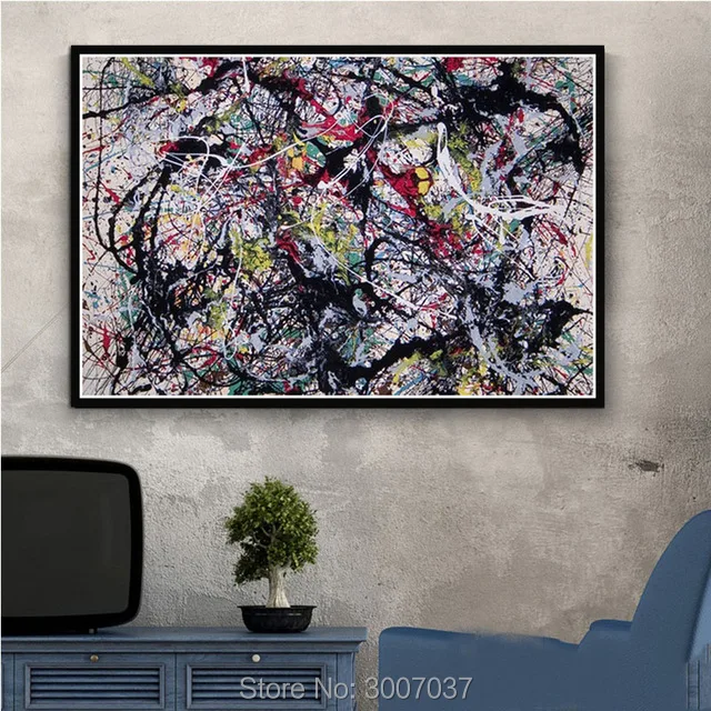 

Jackson Pollock Abstract Oil Painting Psychedelic Hand Painted Modern Canvas Paintings Wall Pictures For Home Decor Ship by DHL