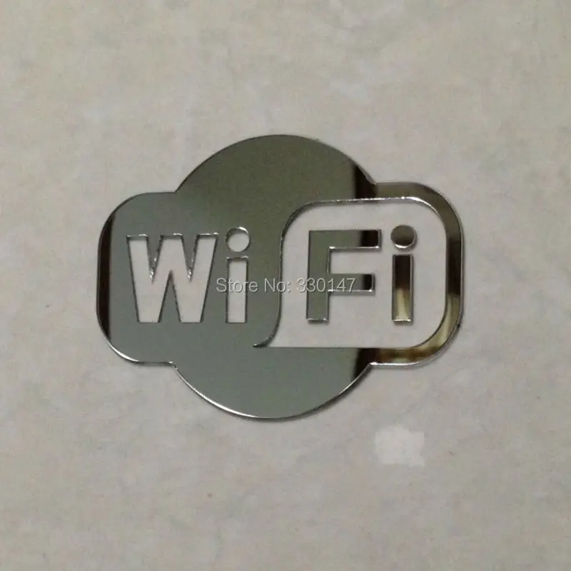 Wifi знак зеркальный стикер для стеклянной двери Кофейни ресторана отелей место бизнеса акриловое зеркало украшение