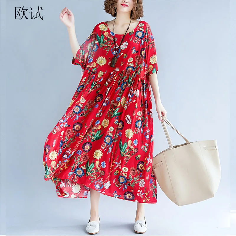 Boho пляжное платье с цветочным принтом размера плюс летнее 2020 женские хлопковые