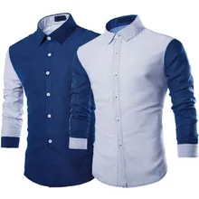 Мужчины Slim Fit Рубашки Платья Знаменитости Мода Деловой случай С Длинным Рукавом Fomal Верхней Части Рубашки