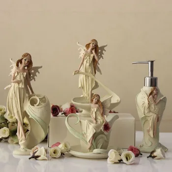 

Fashion Resin Toiletries set Fashion Home Wedding Bathroom Decoration Soap Dish Toothbrush Rinse cup Emulsion Bottles