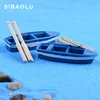 Blue Boat with Paddles Figures decorative Figurine mini fairy garden Aquarium fish tank animal statue resin craft TNB039 ► Photo 1/6