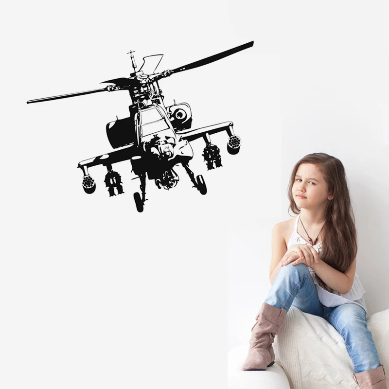 Military Helicopter Wall Sticker Adhesive Home Decor Living Room Waterproof Bedroom For Children Wall Decals