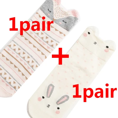 2 пары женских носков женские короткие носки с объемным рисунком животных весенние, осенние, зимние стильные женские милые кавайные носки Calcetines - Цвет: 2Pair color 3