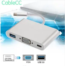 USB-C USB 3.1 Type C to VGA Projector & USB OTG & USB-C Female Charger Adapter for 12″ Apple New Macbook