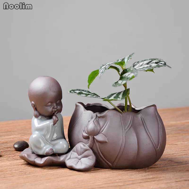 NOOLIM Zen маленький монах керамическая гидропонная зеленая ваза для растений