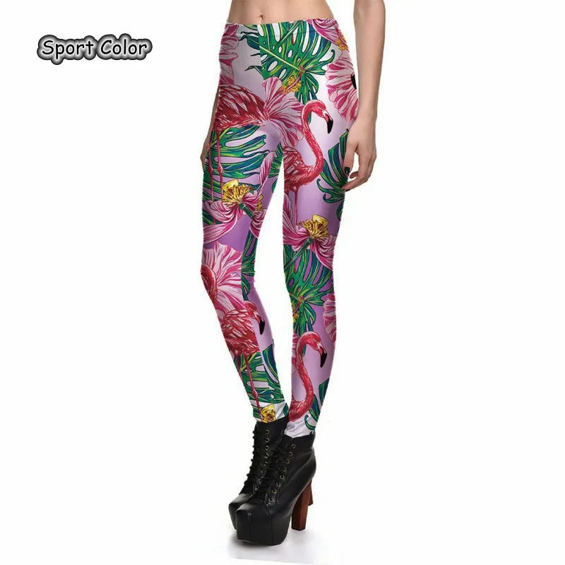 

Europe Popular Women Sexy Leggings Trousers Yoga Fitness High Elastic 3D Flamingo Gym Running Tights Slim Outdoor Pants S-4XL