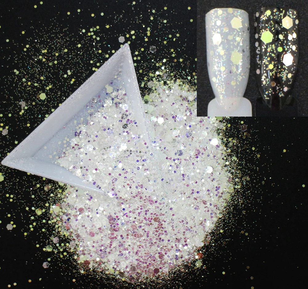 

30g~500g,Mix Hexagons Shapes Sequins, Iridescent Rainbow Shining Colors Slice 3D Nail Art Glitters Paillettes