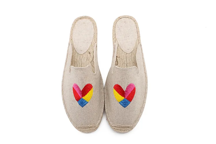 TINGHON модные женские туфли женская обувь Espadrille холст вышивка сердце Фламинго Hemps в рыбацком стиле обувь на плоской подошве