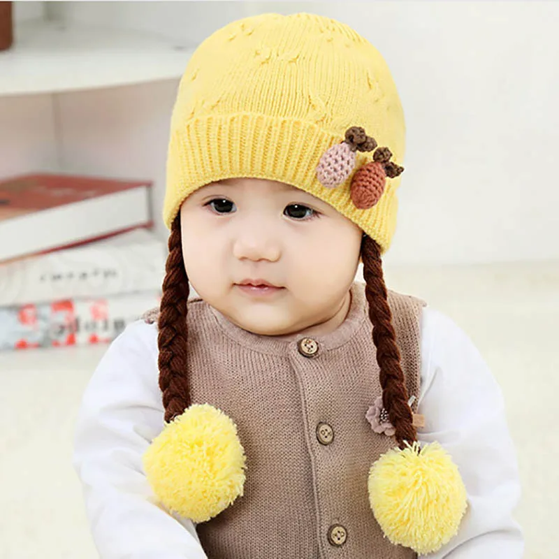 SLKMSWMDJ осенние и зимние Детские hat толщиной сплошной цвет хлопок теплые наушники шляпа одежда для малышей вязаная шапка подходит для 3-12