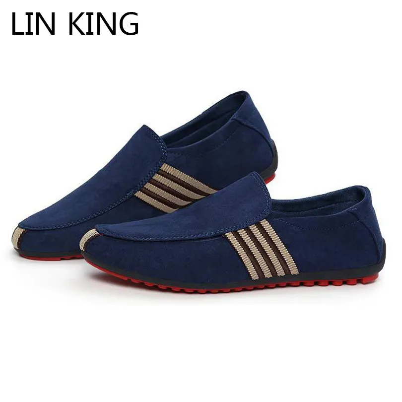 

LIN KING Comfortable Men Pu Leather Casual Shoes Slip On Lazy Shoes Non Slip Loafers Moccasins Soft Sole Fashion Man Flats Shoes