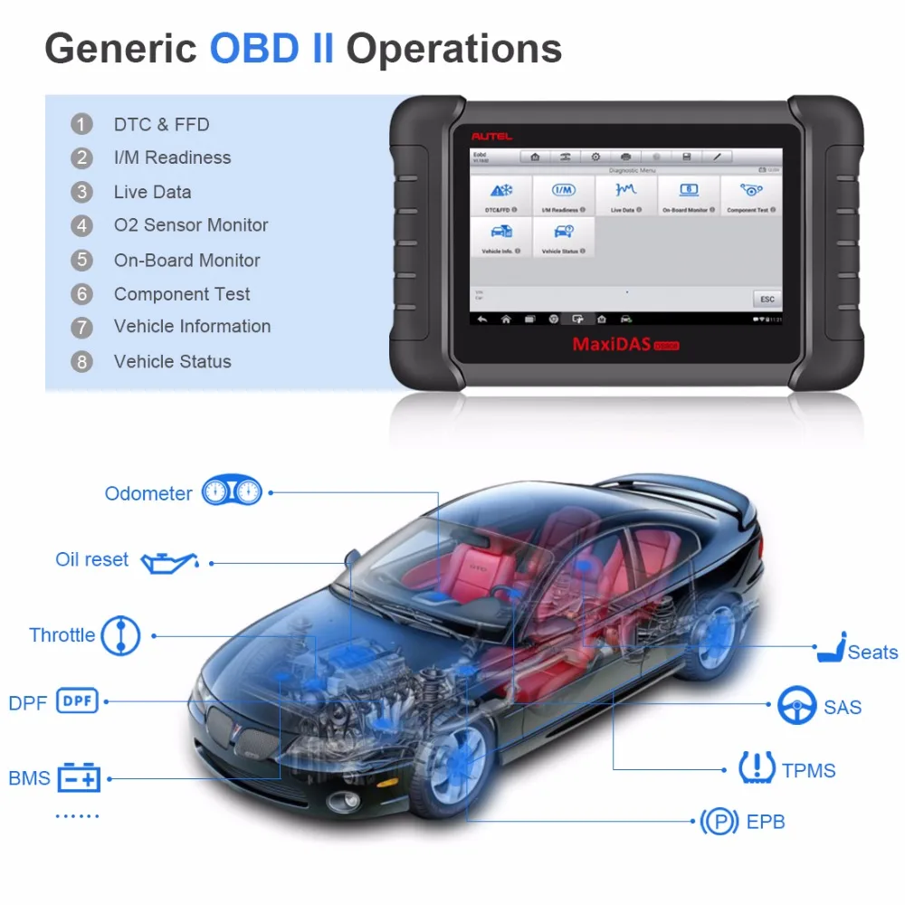 Autel MaxiDAS DS808K OBD2 автоматический сканер диагностический инструмент автомобильный диагностический сканер Eobd Automotivo Automotriz Автомобильный сканер