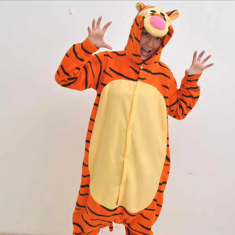 2018 New Fashion Women's Character Tiger Pajamas Full Sleeve Hooded