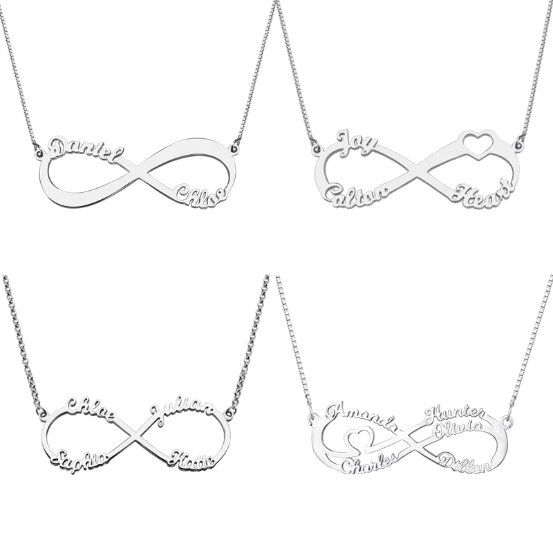

AILIN Female Elegant Infinity Jewelry 2-5 Names Infinity Necklace For Her Memorial Pendants Custom Nameplate Necklace