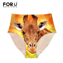 FORUDESIGNS/женские плавки бразильское нижнее белье бикини жирафовый принт с животными Высокая талия Купальник сексуальный плавательный костюм шорты