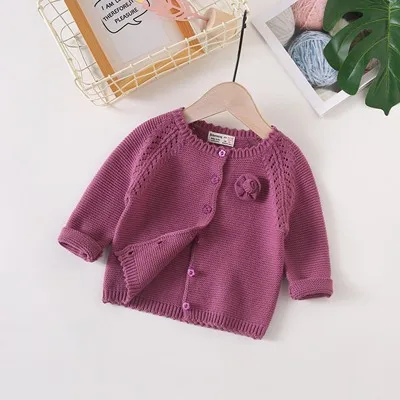 Новое поступление, хлопковый модный вязаный кардиган, свитер, пальто, милое пальто для маленьких девочек, LZ045 - Цвет: purple 3