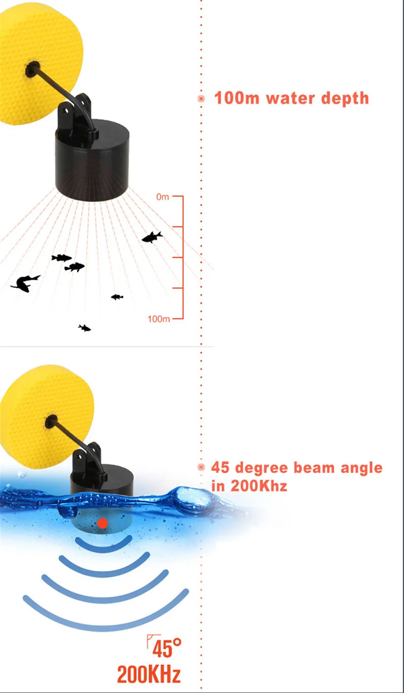 Лаки сонар рыболокатор сигнализация FF1108-1 100 м портативный гидролокатор сенсор ЖК-эхолот глубже Датчик Эхолота для рыбалки приманка