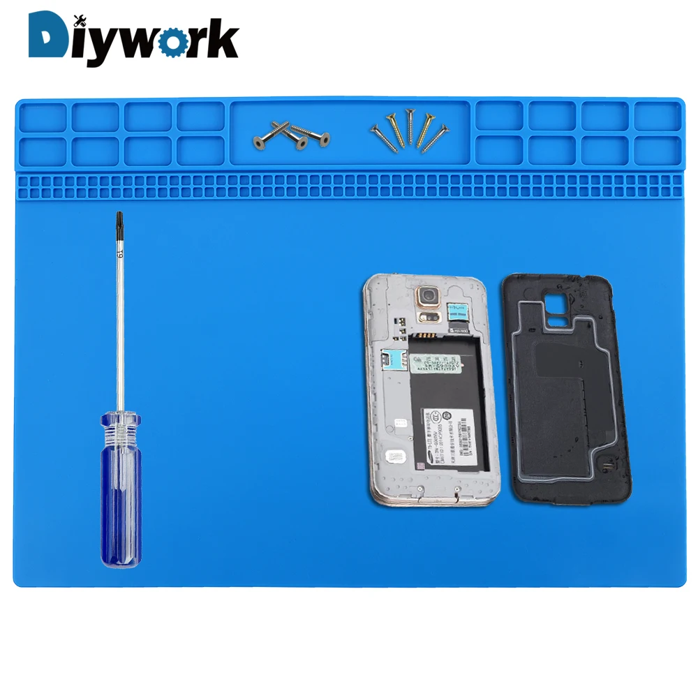 

DIYWORK 1PC 34.5x24.5cm Heat Insulation Pad Screw Storage Mat Maintenance Platform Silicone Anti-static Soldering Repair Station