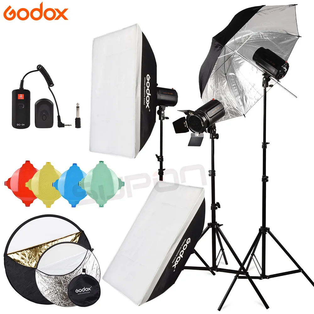 Godox Strobe Studio Flash Light Kit 120DI 3*120Ws Photographic Lighting Strobes Light Stands
