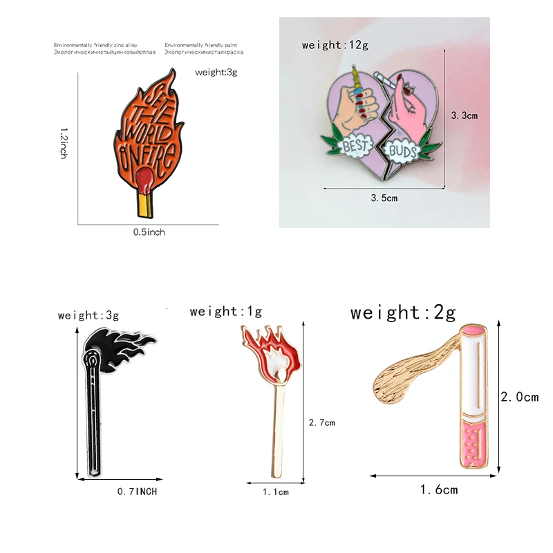 Мультяшные спички и сигареты, эмалированная булавка, вдохновляющая пламенем, жесткая эмалированная брошь, Нагрудный значок, булавка для мужчин и женщин, сувенир, подарки