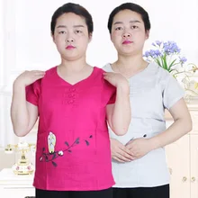 Большие размеры мать свободные дышащие Прохладный Лен футболка с короткими рукавами SJM8-066SY