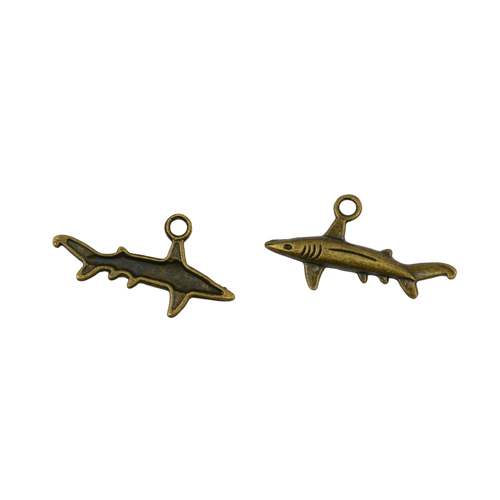 50pcs Antique Bronze Played Shark Charms Mini Pendants for Ancient, jewelry making,craft,cards,vintage,pendant,key rings