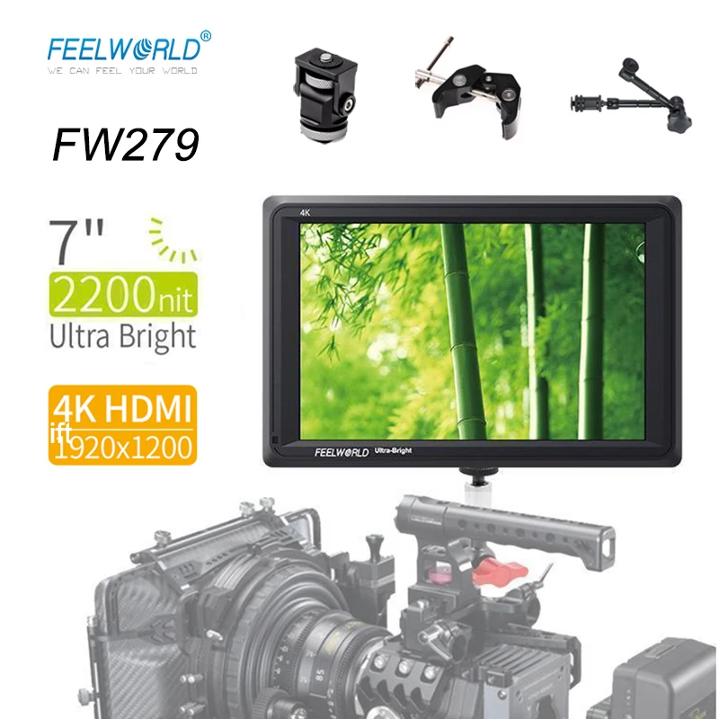

Feelworld FW279 4k camera monitor 7'' Ultra Bright 2200nit on Camera Field DSLR Monitor HDMI Full HD 1920x1200 LCD IPS Monitor