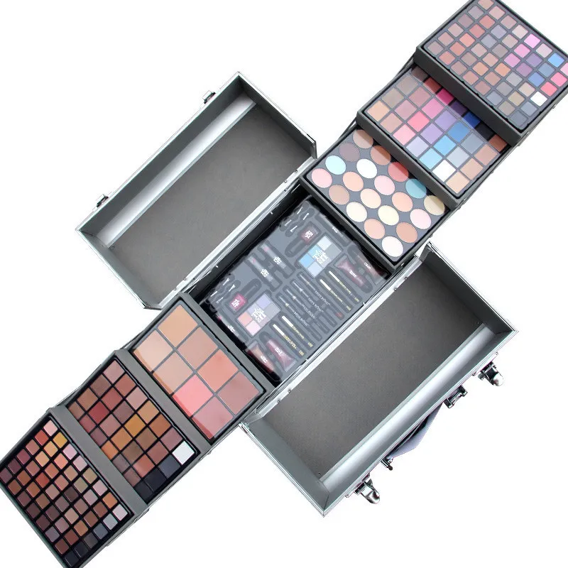 MISS ROSE Professional makeup set 5 styls Aluminum box Shiny Matte Eyeshadow Blushes Eyebrow Powder Palette gift Cosmetic Case