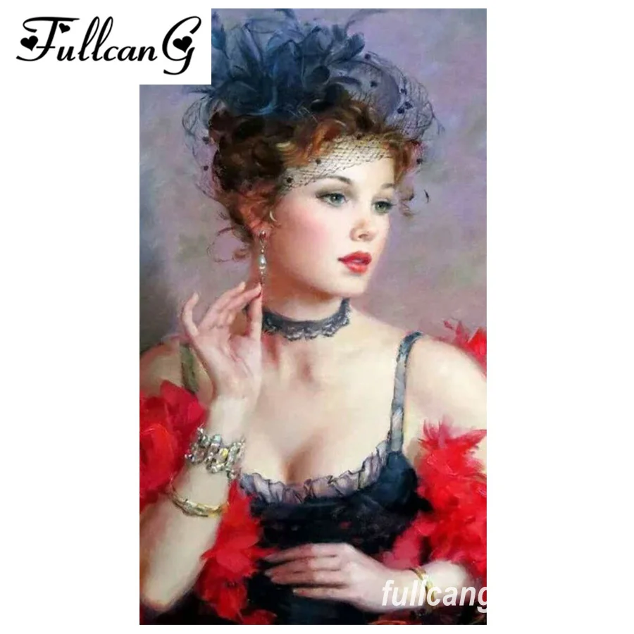 

FULLCANG full square diamond embroidery stylish woman diy 5d diamond painting cross stitch mosaic needlework kits D523