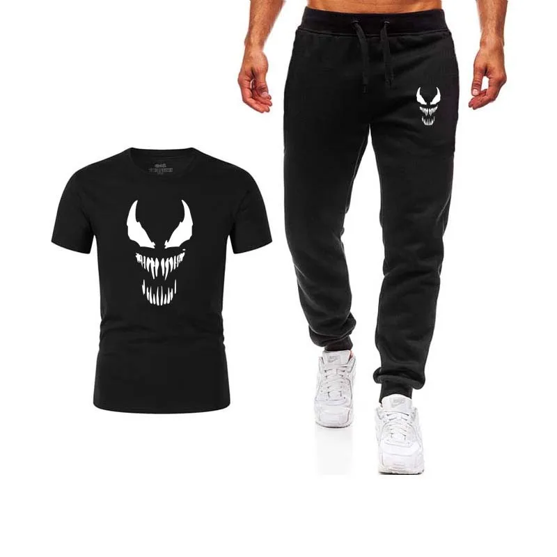 New Men's Sets T Shirts+pants men Brand clothing Two piece suit tracksuit Fashion Casual Tshirts Gyms Workout Fitness Sets 