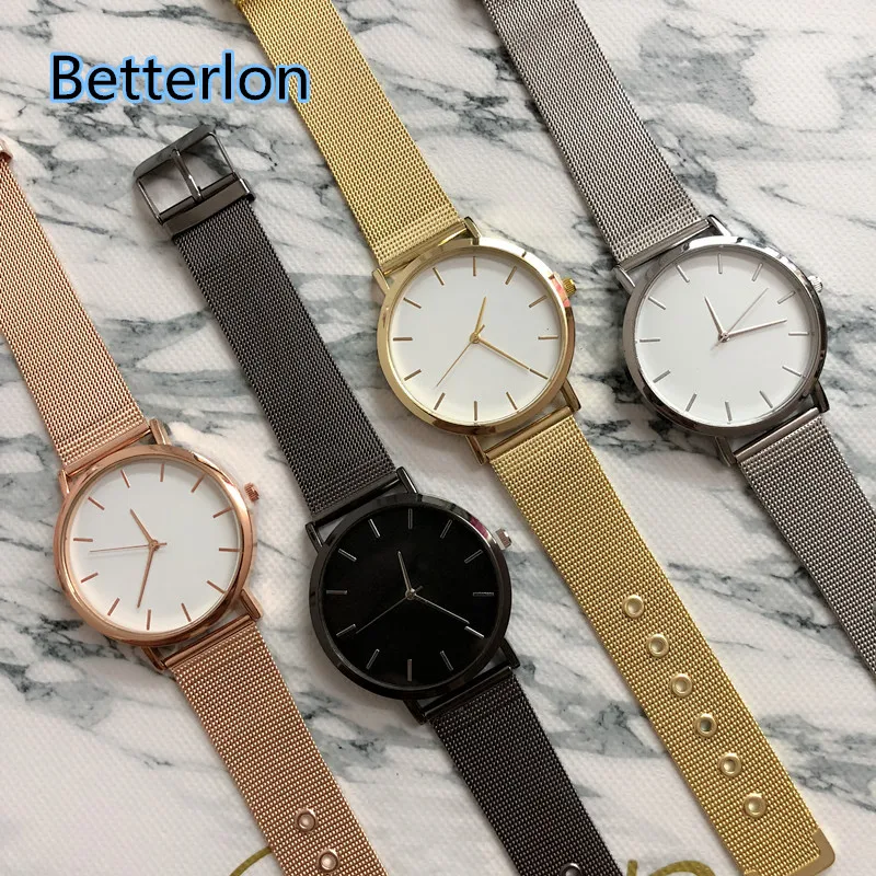 

2018 Simple Dial Quart Watch Hot Sale Casual Female Watch Alloy Mesh Belt Quartz Watch,4 Colors British Style Watch