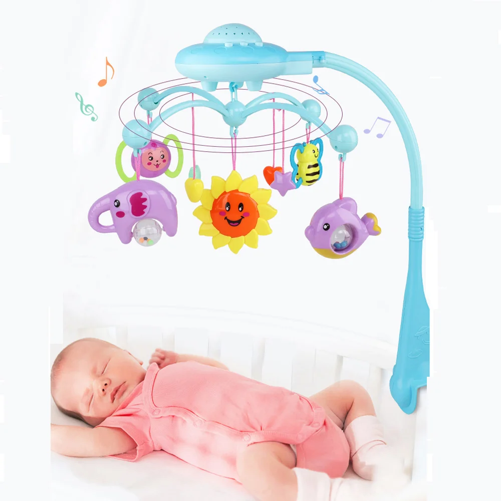 Детские погремушки в кроватку мобильные телефоны игрушки для детей держатель вращающийся радио-няня кровать Музыкальная Коробка проекция Игрушки для малышей 0-12 месяцев кукла младенца