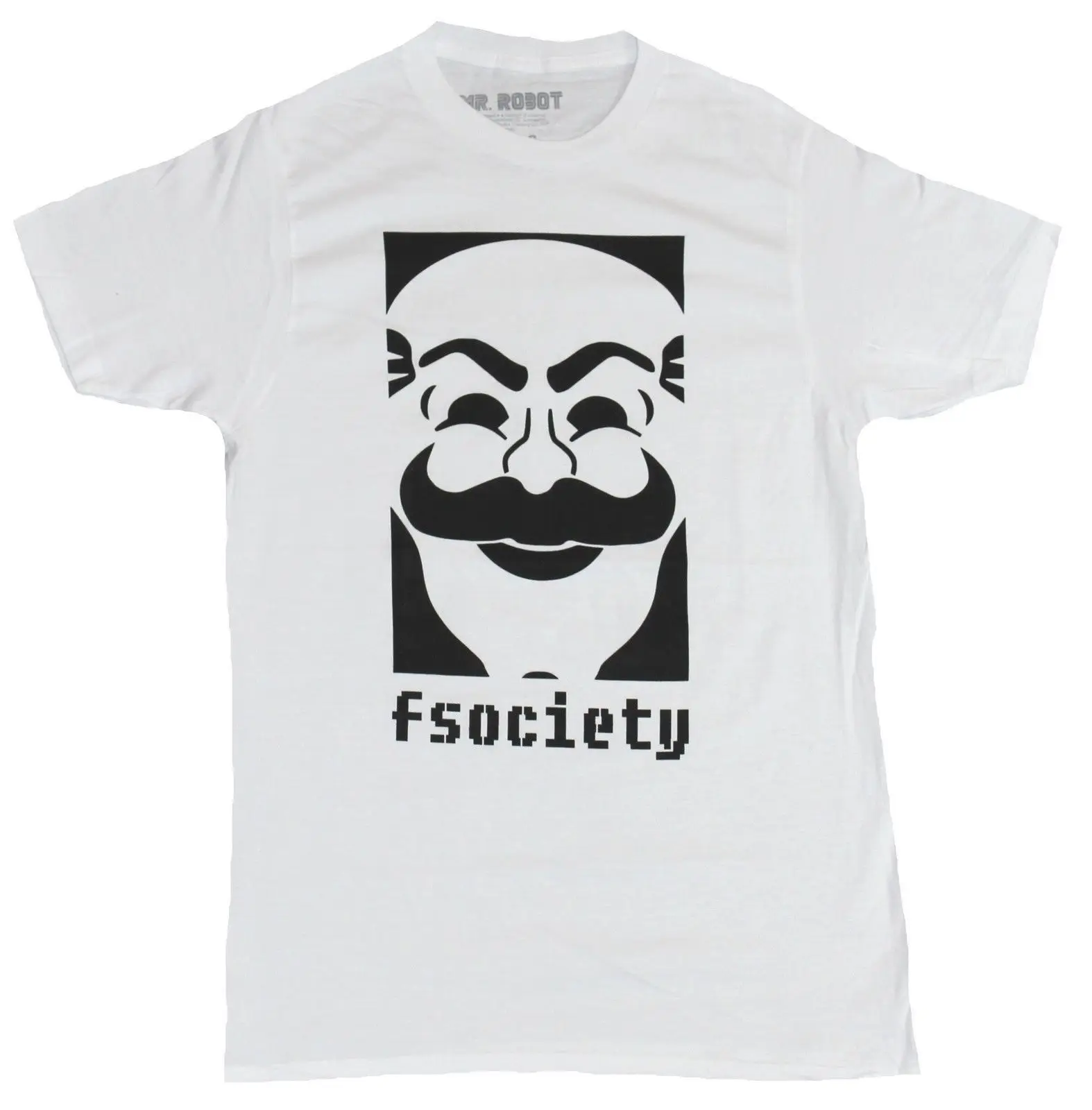 Мистер робот Мужская футболка-F общества Fsociety черный штамп изображение маски |