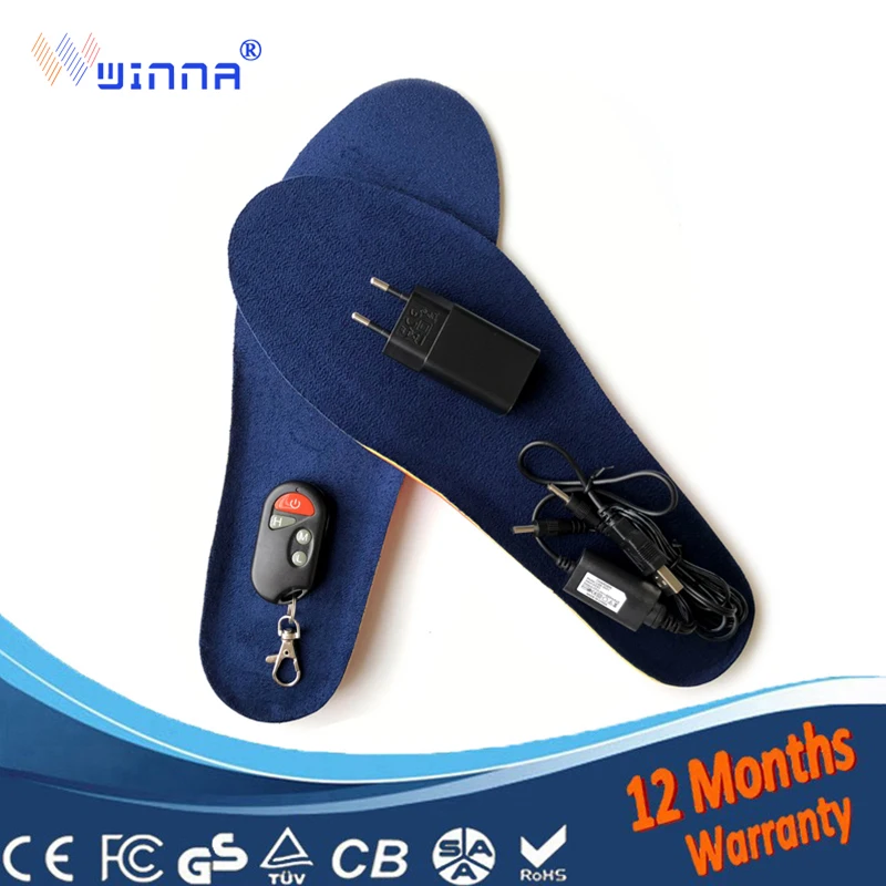 Goedkoop Nieuwe USB verwarming inlegzolen winter dikke warme binnenzool afstandsbediening opladen inlegzolen VOOR mannen vrouwen laarzen schoenen accessoires 1800MAH