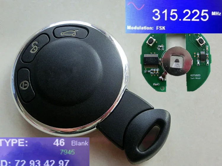 RMLKS Smart Remote Key Keyless Entry Control CAS System 315MHZ 433MHZ 868 Mhz ID46 PCF7945 Chip Uncut Blade Fit For Mini Cooper