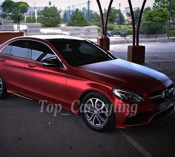 

Red matte chrome Vinyl Wrap Car Wrap film Vehicle Covering foil With Air Release / Air bubble Free PROTWRAPS 1.52x18m