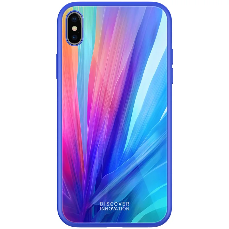 Для iPhone XS Max XR X чехол Nillkin 2.5D Закаленное стекло Панель задняя крышка Роскошный чехол для телефона для iPhone XR XS Max X Nilkin чехол - Цвет: Синий