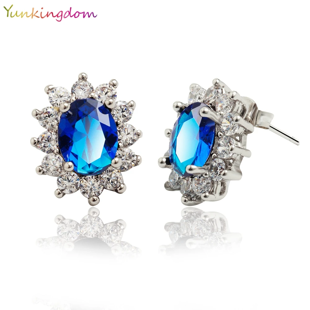 Yunkingdom модные синие черные фиолетовые блестящие серьги гвоздики с кристаллами