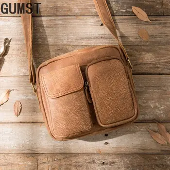 

GUMST Head Layer of Leather Men Messenger Bags Vintage Large Man Single-shoulder Bag Classic Male Message Bag Japan South Korea