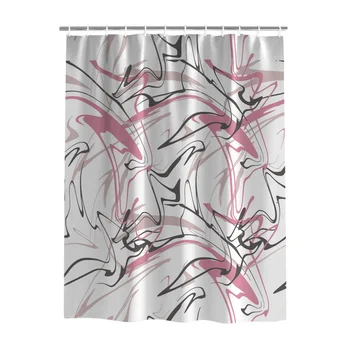 

Waterproof Polyester bath curtain Decoration Antibacterial Shower Curtains Generous Bath Curtain In Red, White and Grey