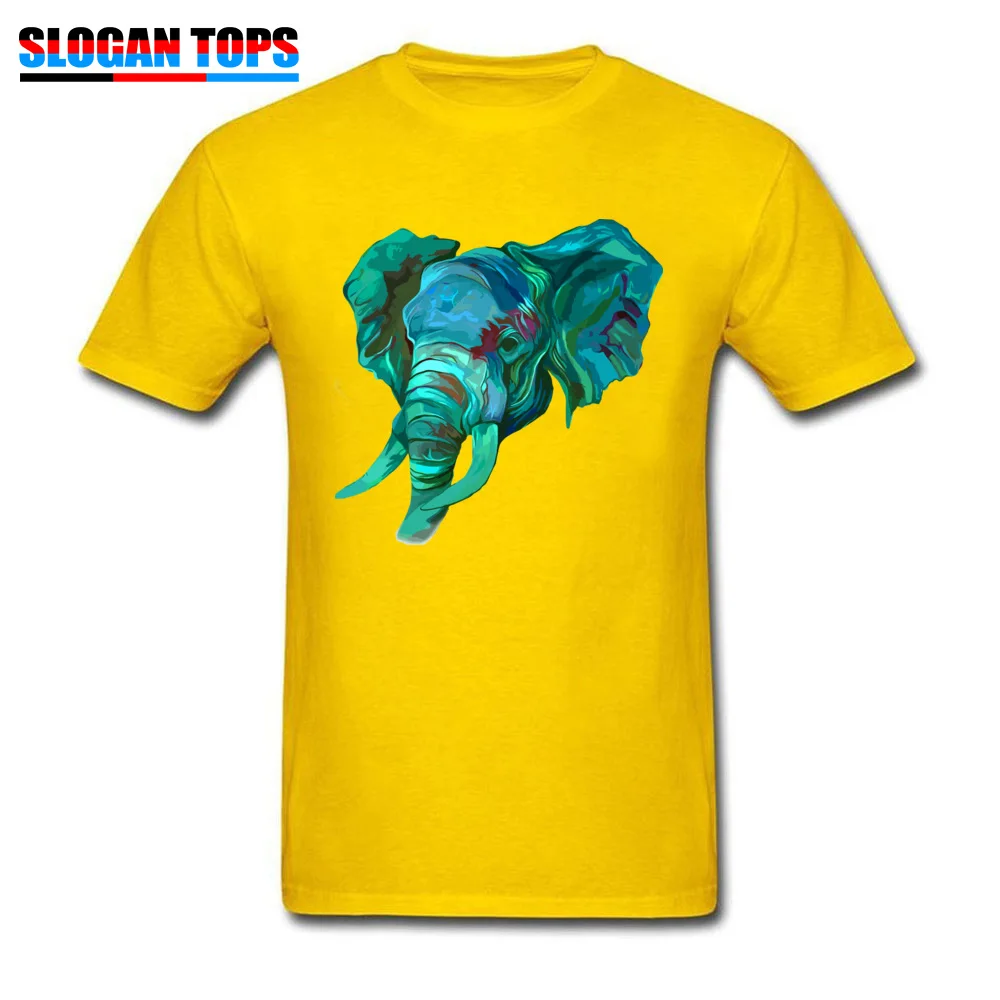  Young T-shirts Turquoise Elephant Head Funny T Shirt Cotton Fabric Crew Neck Short Sleeve Family Tops Shirts Autumn Turquoise Elephant Head yellow