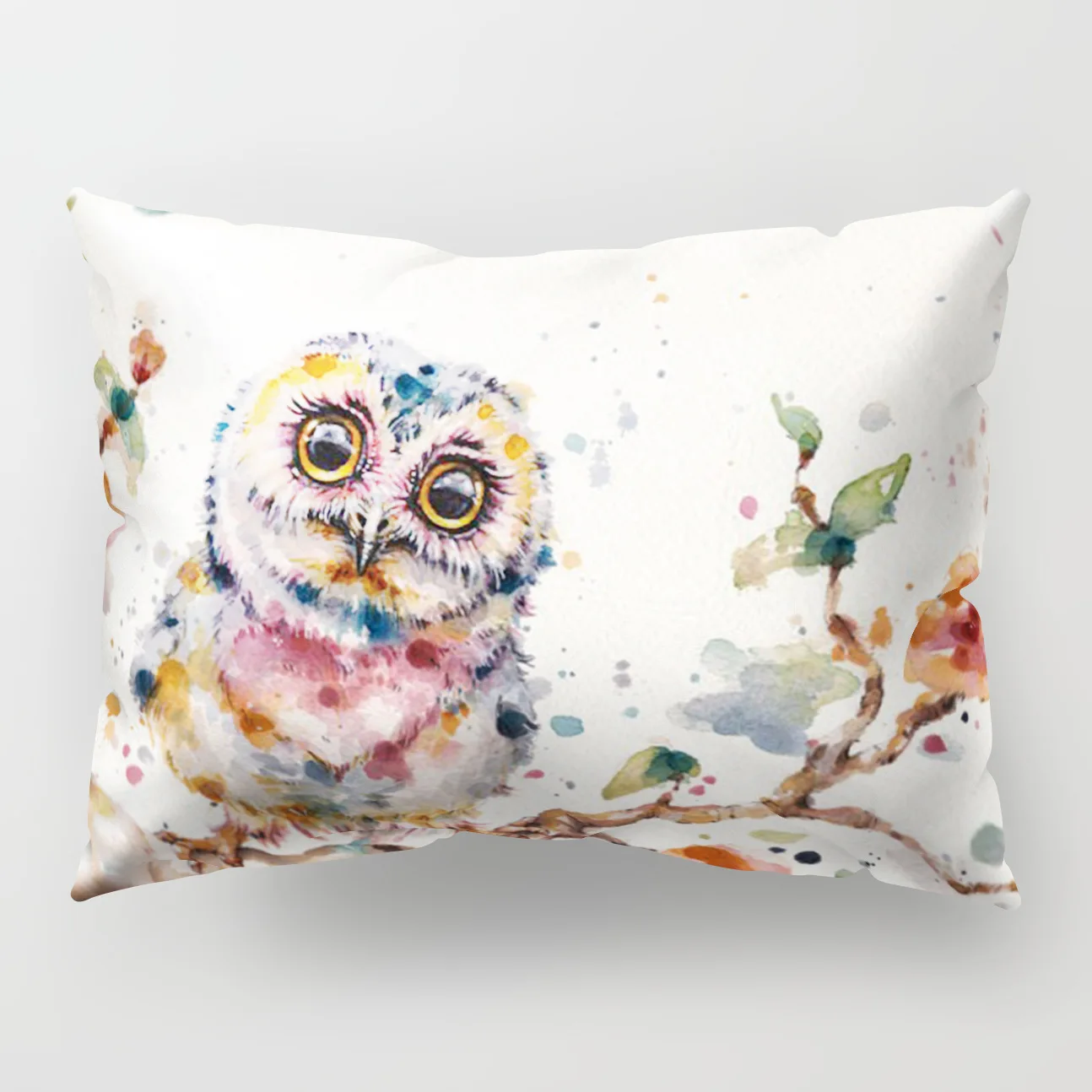 Watercolor Animal Polyester Cushion Cover Soft 30x50cm Cute Bird Owl Deer Print Decorative Pillow Case for Sofa Couch Home Decor - Цвет: 15