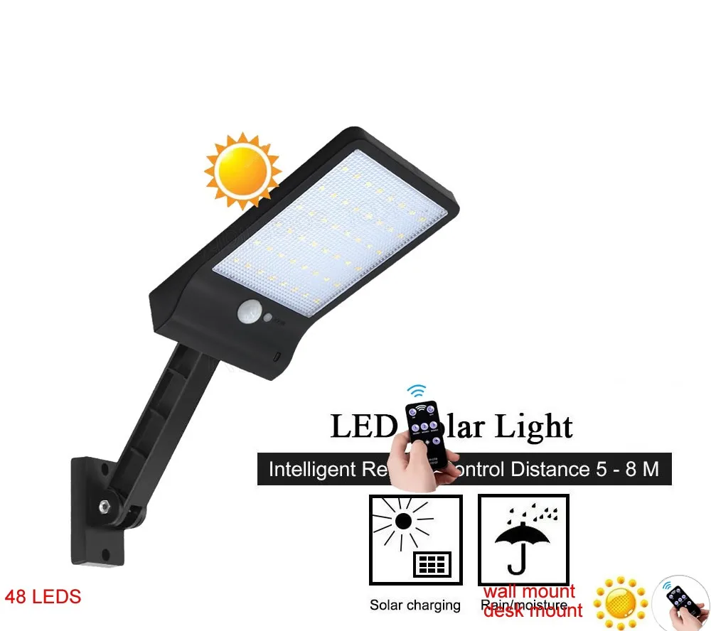 

remote control 48 LED Garden Solar Light Outdoors Led Para Exterior PIR Motion Sensor Lamp Lampada IP65 Waterproof spotl