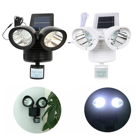 Cabeças de Luz Parede de Luz Sensor de Movimento Água ao ar Holofotes de Segurança Pir à Prova Levou Rotable Duas Solar d’ Livre Indoor Jardim Quintal Noite 22