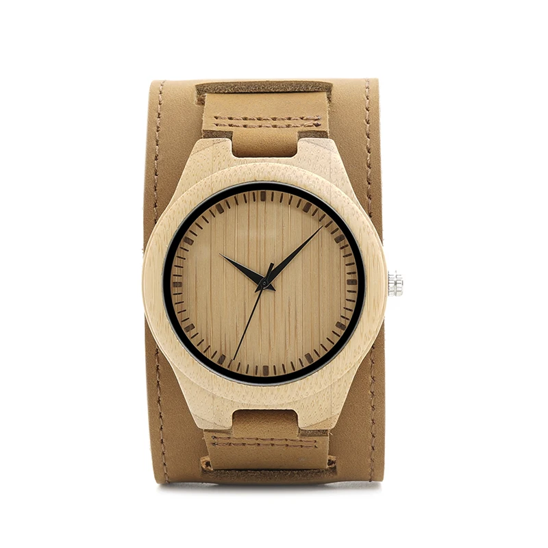 BOBO BIRD Mens Bamboo Wood Watches Chicago Bracelets Detachable Wide Soft Leather Band Straps with Gift Box OEM DropShipping