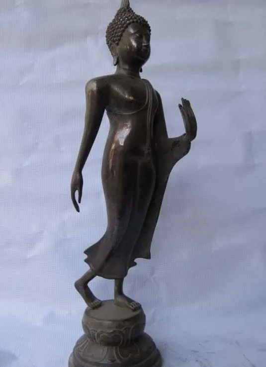 

16 INCH Tibet Fane Superb 100% bronze Thailand Stand Sakyamuni Buddha Statue