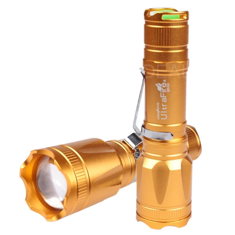 Popular Handtorch  2000 Lm CREE XML T6 LED Adjustable Focus Flashlight Torch Golden 2014 hot