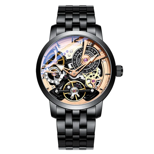 AILANG Мужские механические часы Tourbillon Роскошные модные мужские кожаные Брендовые спортивные часы Автоматические Мужские часы - Цвет: 3