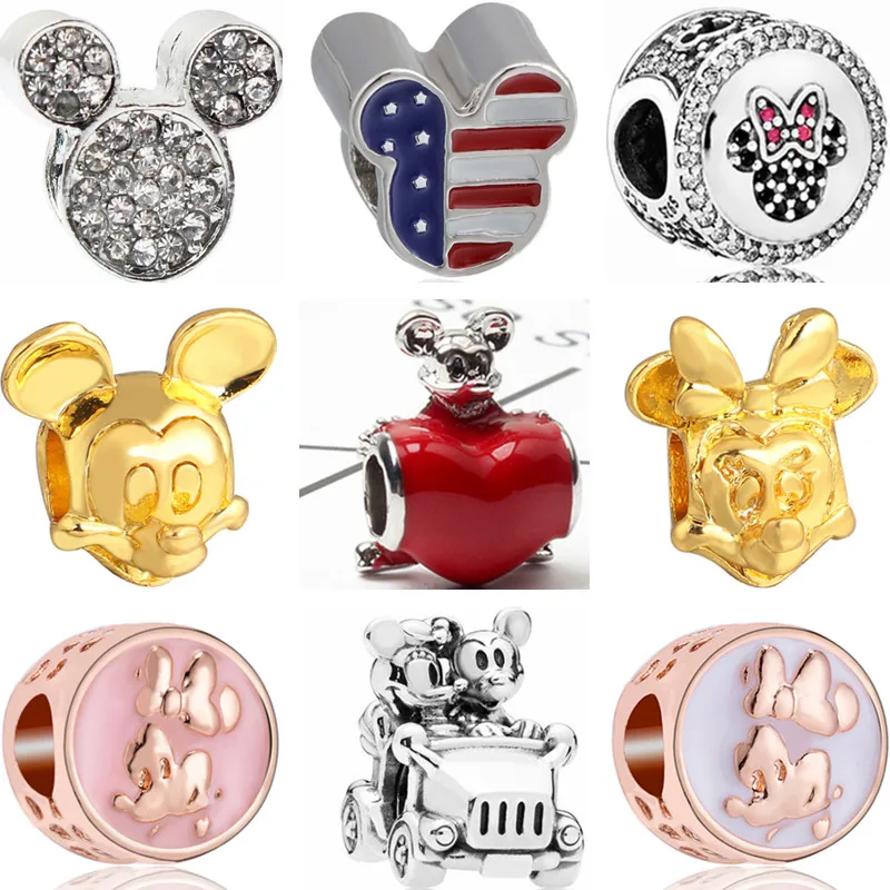 

Hot Sale Big Enamel Cartoon Crystal Mickey Mouse Charms Beads Fit Pandora Bracelets & Bangles for Women Handmade Jewelry Perles