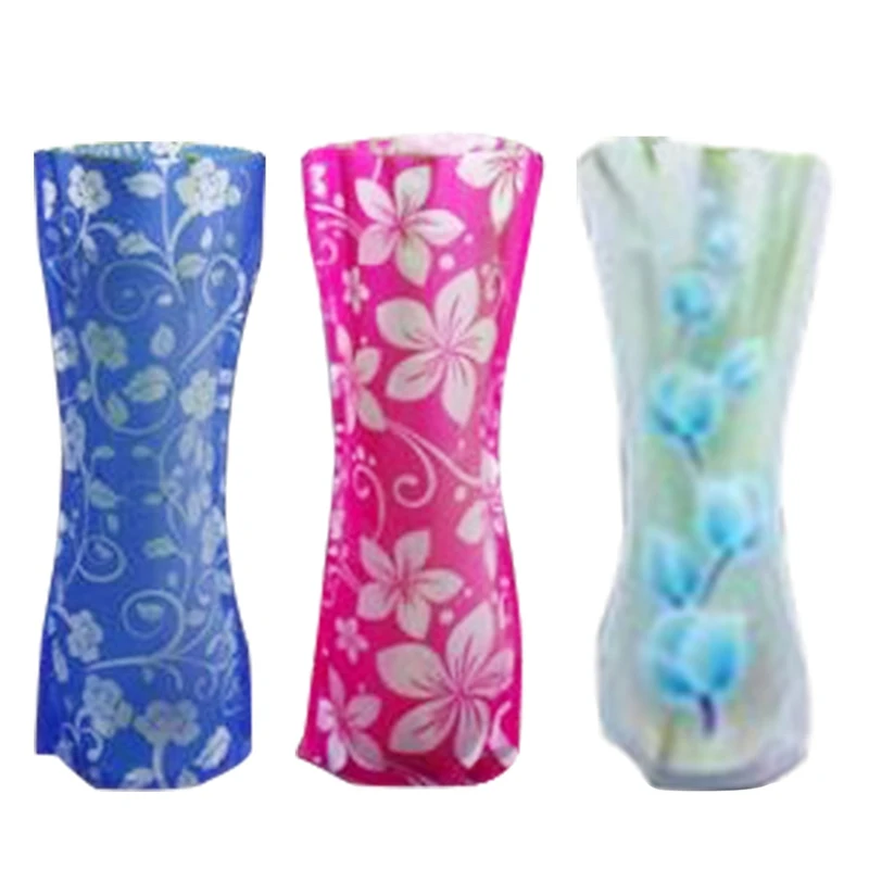 

1Pc Eco-friendly Foldable Folding Flower PVC Durable Vase Wedding Party Decor Random Color Freeshipping